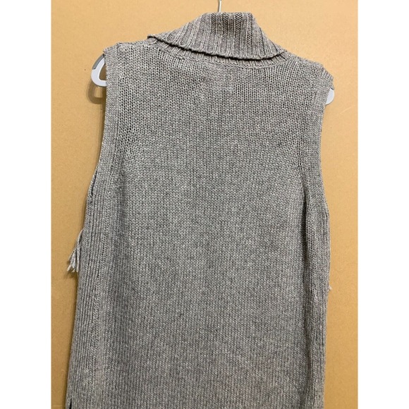 NOMAD by MORGAN CARPER Fringed Gray Sleeveless Tunic Sweater Dress TurtleNeck M - Picture 10 of 16